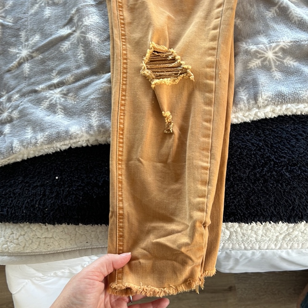 EUC tinsel denim couture jeans in mustard color - Picture 3 of 3